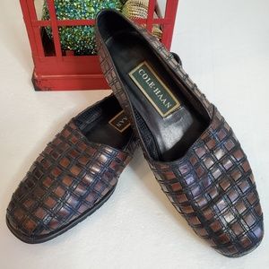 Cole Haan Loafer - Black Brown Woven Leather EUC